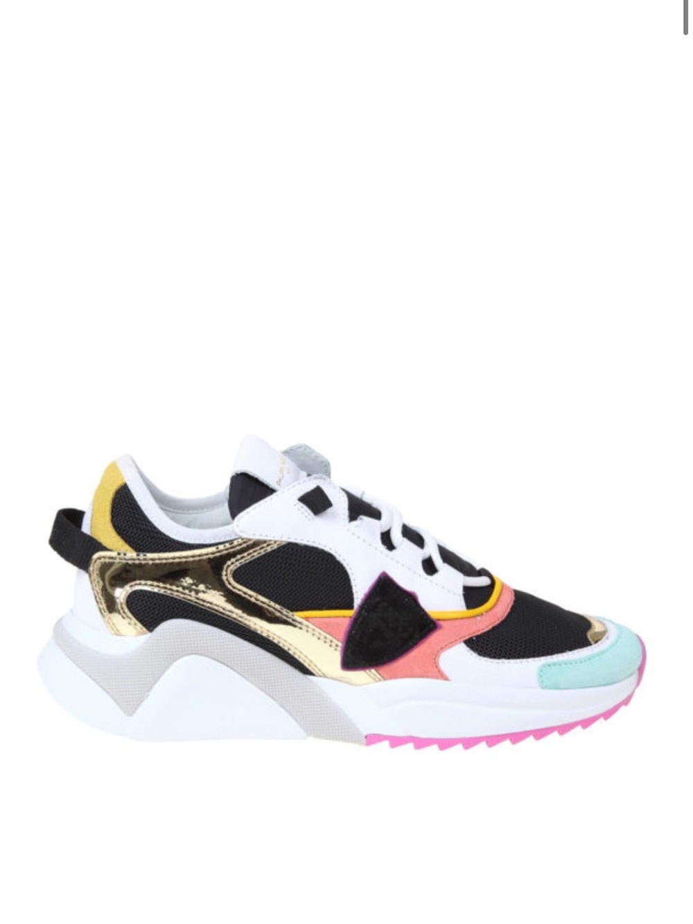 Philippe Model Paris Women’s Multicolor Designer Fashion Sneaker - Gold Accent